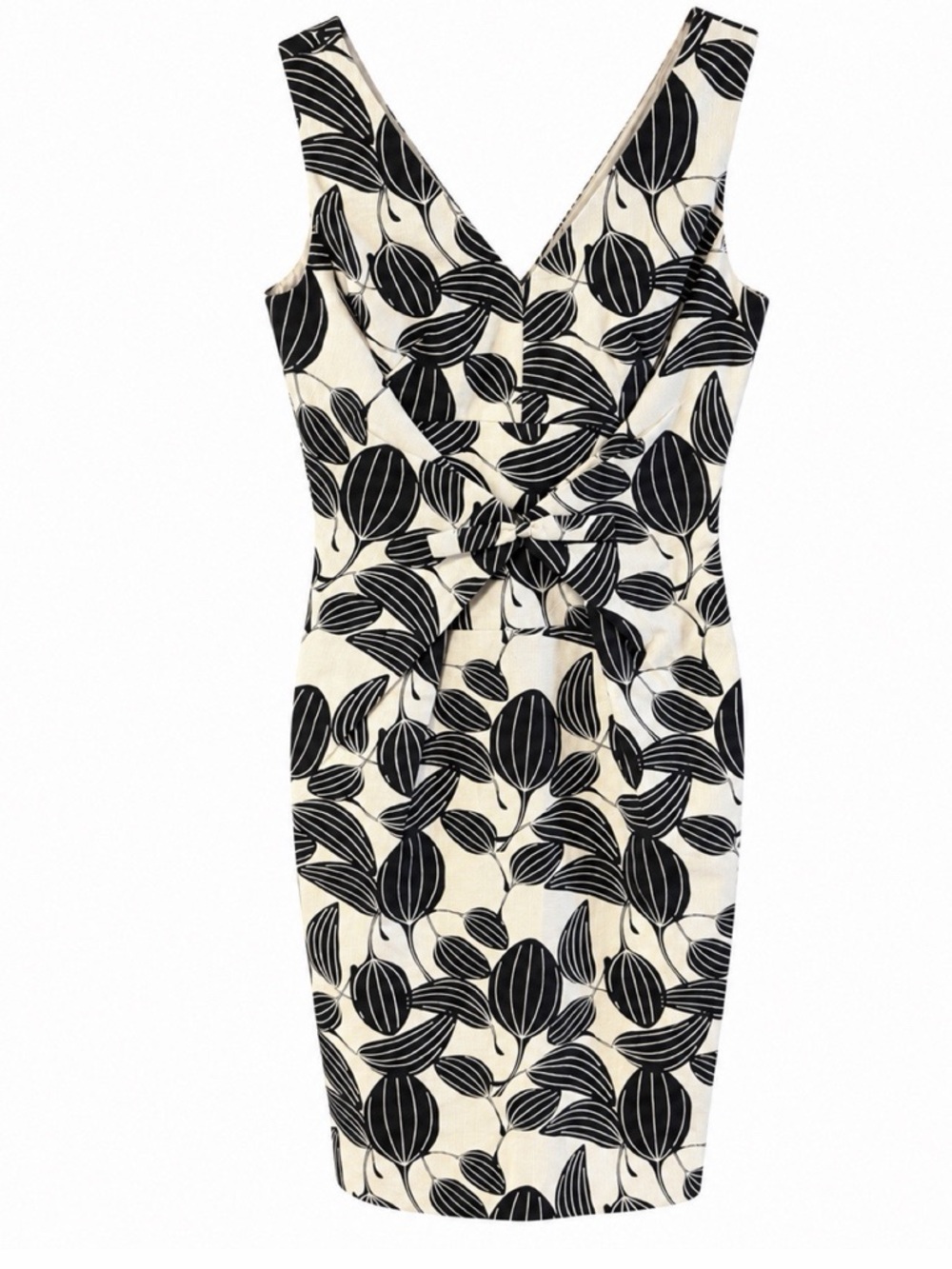 Hoss Intropia Botanical Leaf Print Cotton Bow Waist Dress